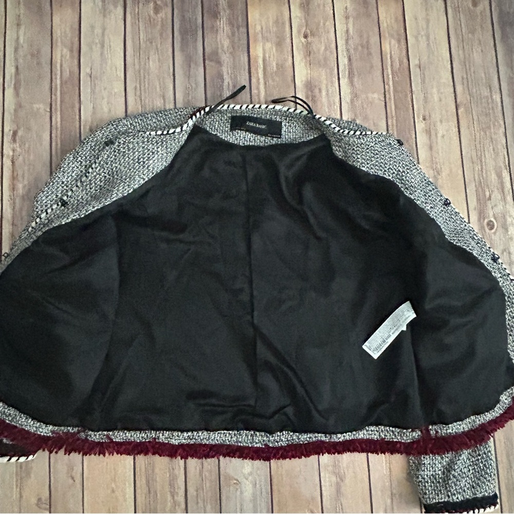 Zara Black and White Tweed Jacket | Size XL - Picture 7 of 9